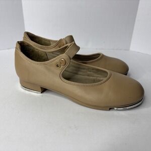 Capezio‎ Girls Tap Shoes Tan Size 13.5 M Beige Leather Mary Jane Tap Round Toe